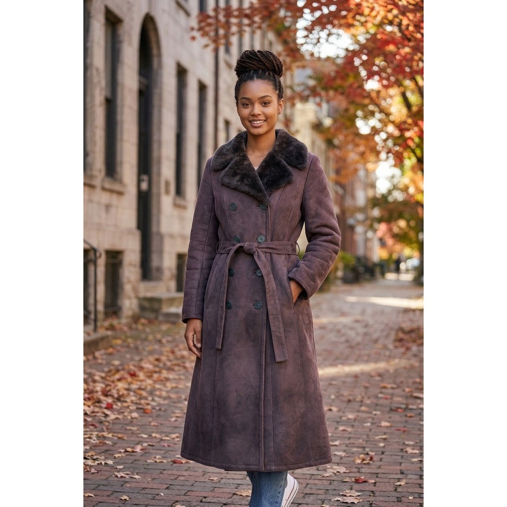 Vintage! "Abercrombie & Fitch" 60's Suede Shearling  Long Coat RARE,PLZ READ!!